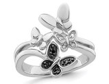 2/5 Carat (ctw) Black & White Diamond Butterfly Ring in Sterling Silver